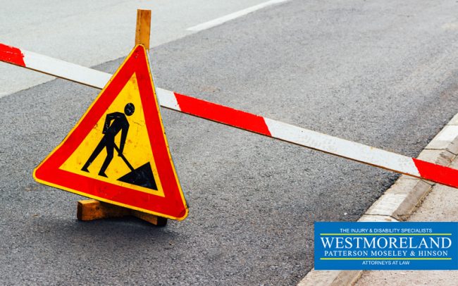 Road work ahead sign—slow down